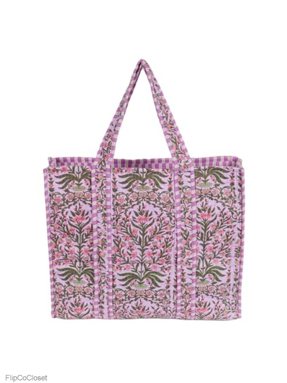 Quilted Cotton Shoulder Tote Bag Lightweight Travel Beach Grocery